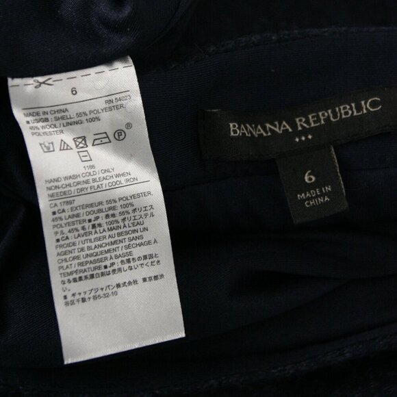 Banana Republic Factory Wool Blend Navy Blue Pockets A-Line Mini Skirt Sz 6 - Picture 9 of 10